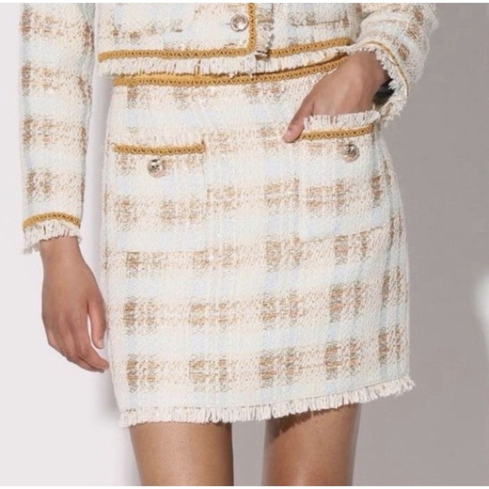 Walter Baker Ada Skirt in Enchanted Tweed | Size 2‎ | Blue Gold Tweed Mini Skirt